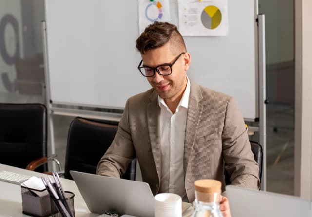 A person working in his laptop