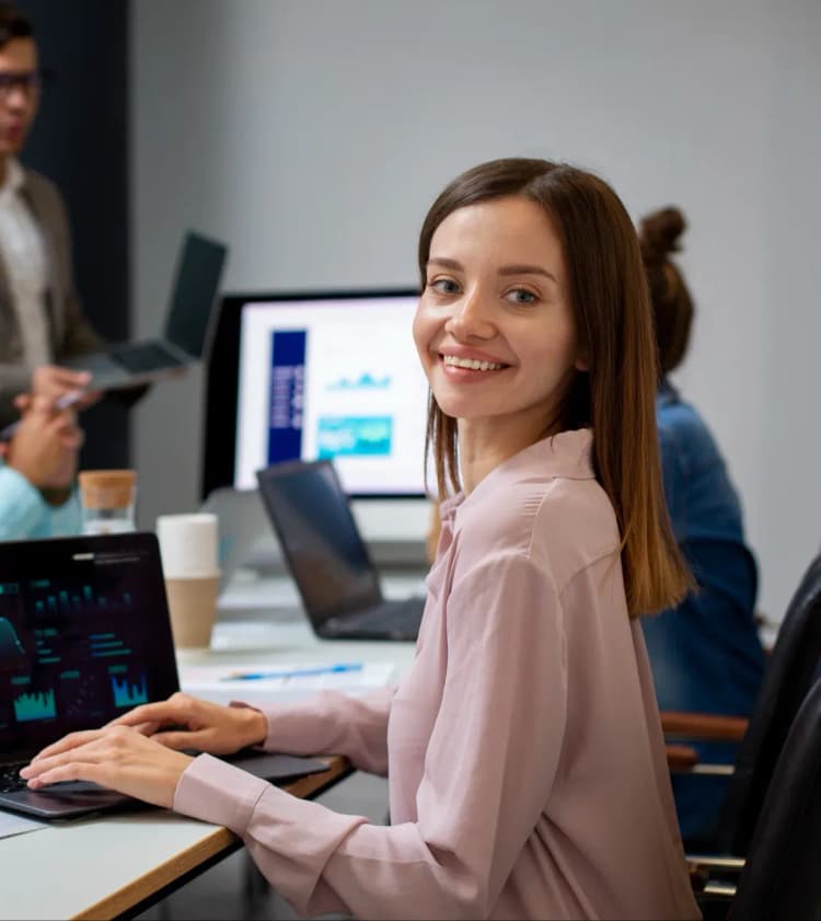 A girl working in her laptop